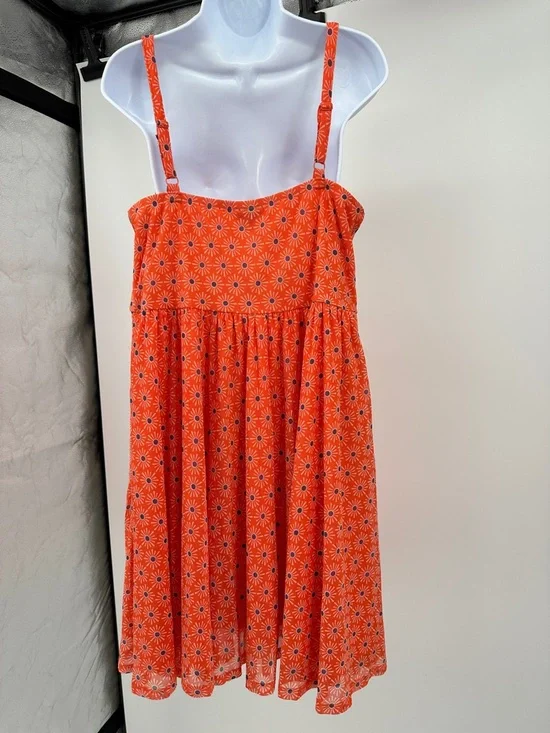 Torrid Mini Mesh Cami Shirred Bust Skater Dress Size 1 Sunny Days Nasturtium - Picture 4 of 14